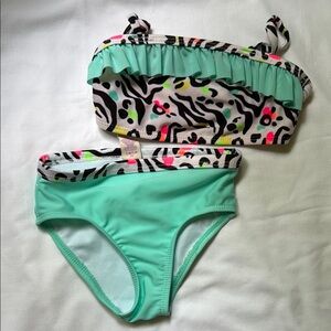 Kids Swimwear Set - Zebra Print and Mint